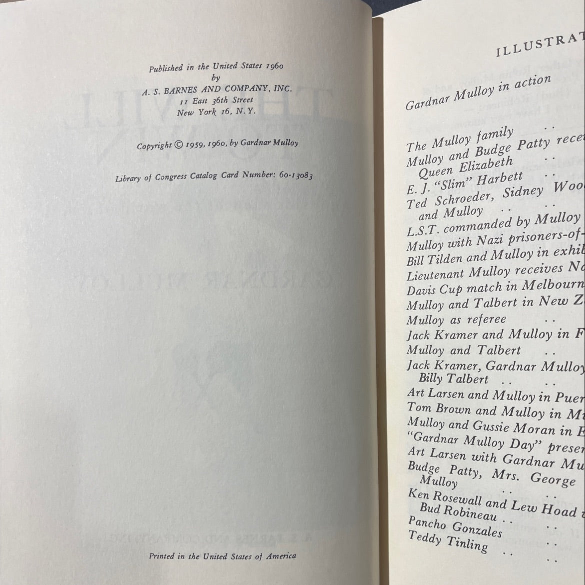 the will to win an inside view of the world of tennis book, by gardnar mulloy, 1960 Hardcover image 3