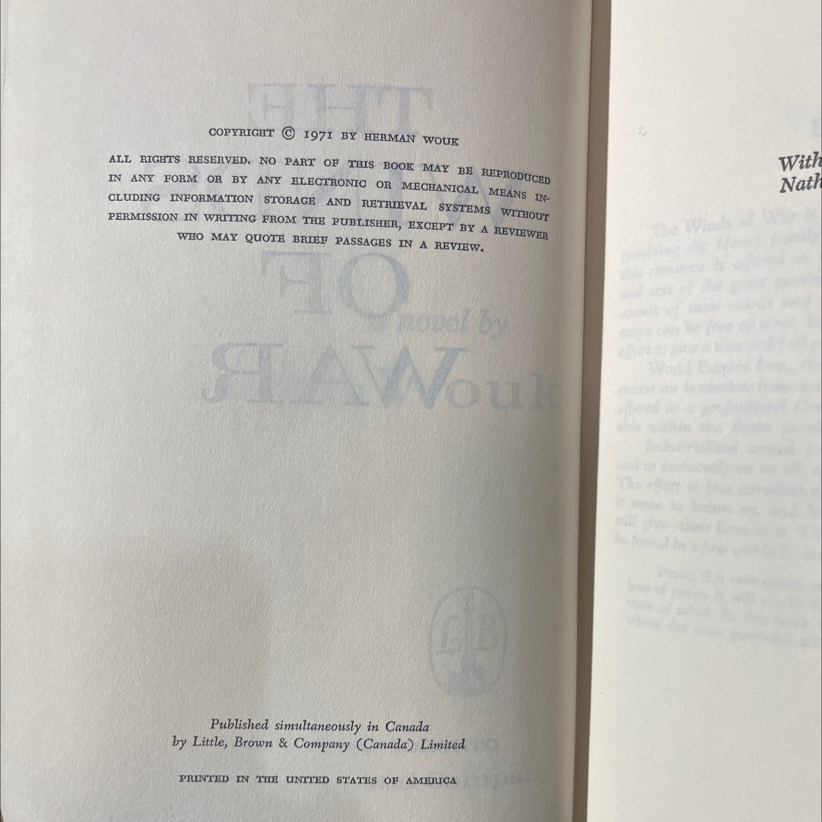 the winds of war book, by herman wouk, 2007 Hardcover image 3