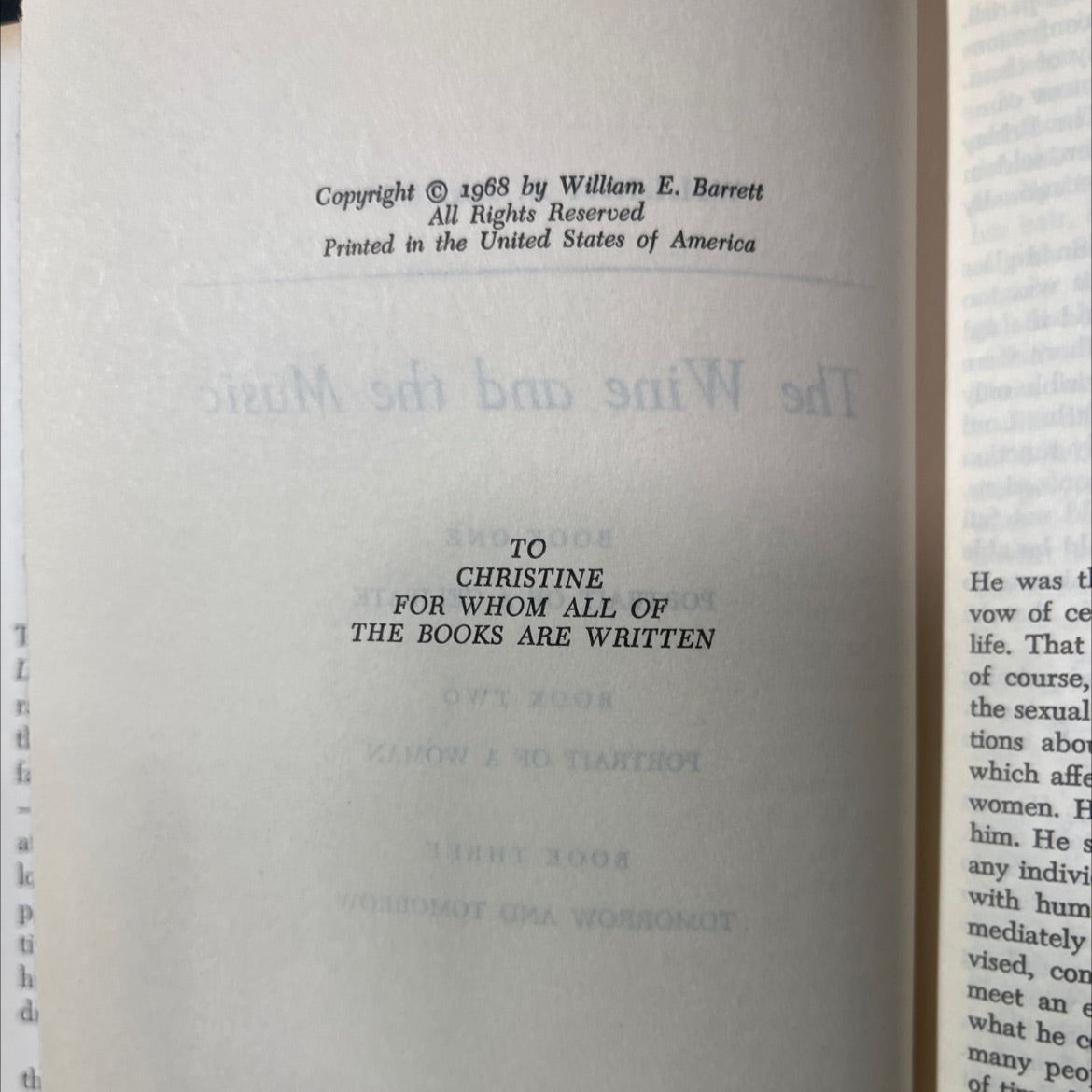the wine and the music book, by william e. barrett, 1968 Hardcover image 3