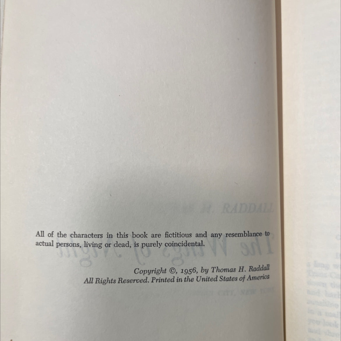 the wings of night book, by thomas h. raddall, 1956 Hardcover image 3