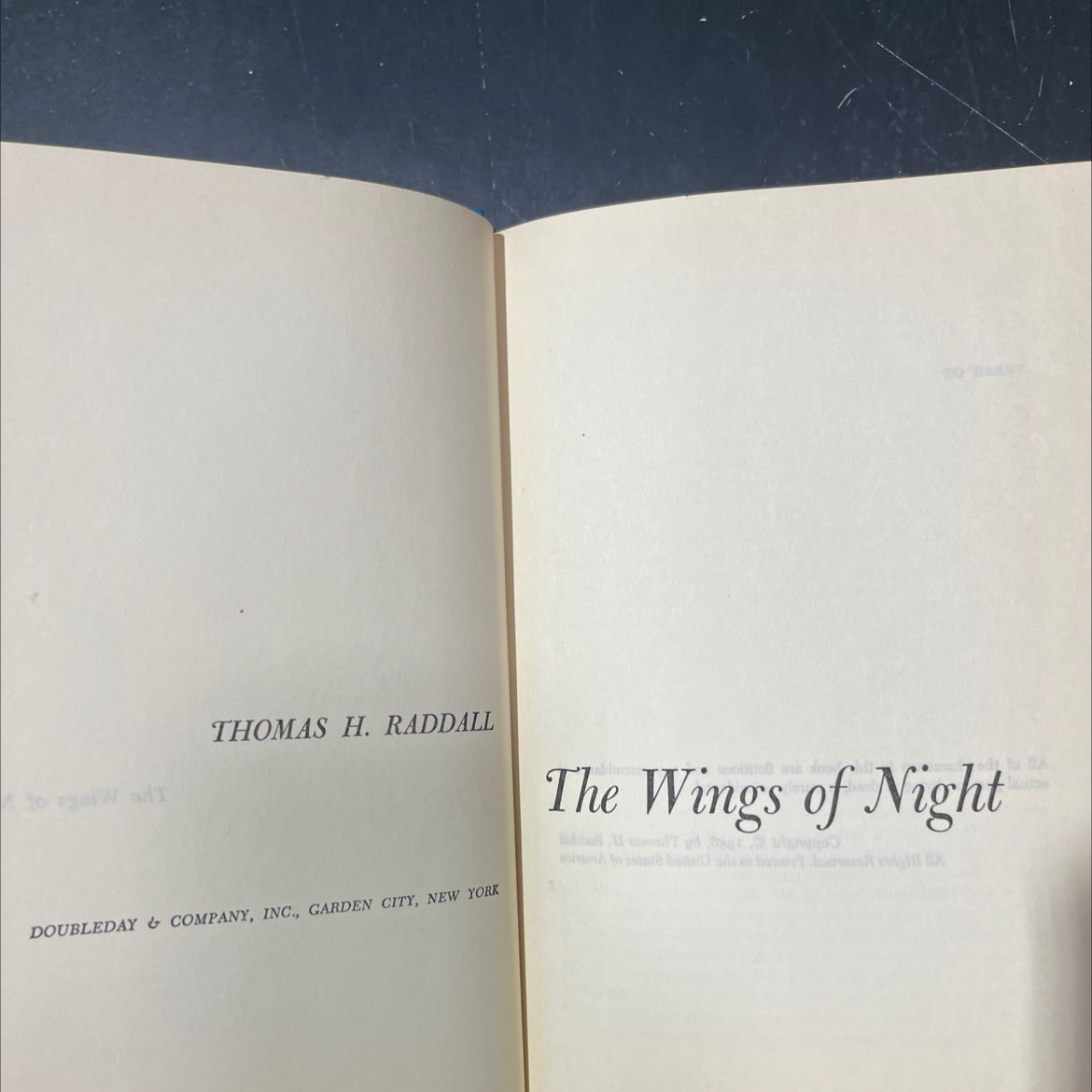 the wings of night book, by thomas h. raddall, 1956 Hardcover image 2