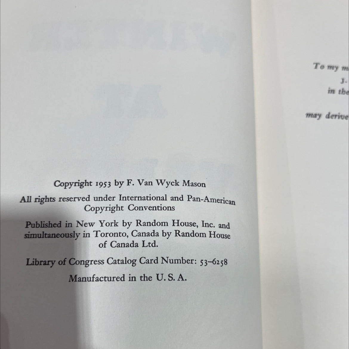 the winter at valley forge book, by f. van wyck mason, 1953 Hardcover image 3