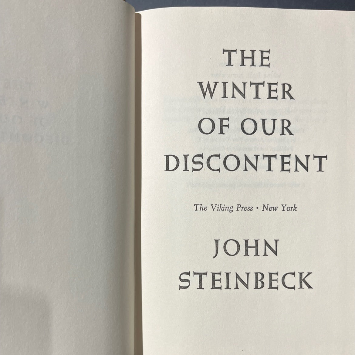 the winter of our discontent book, by john steinbeck, 1961 Hardcover image 2