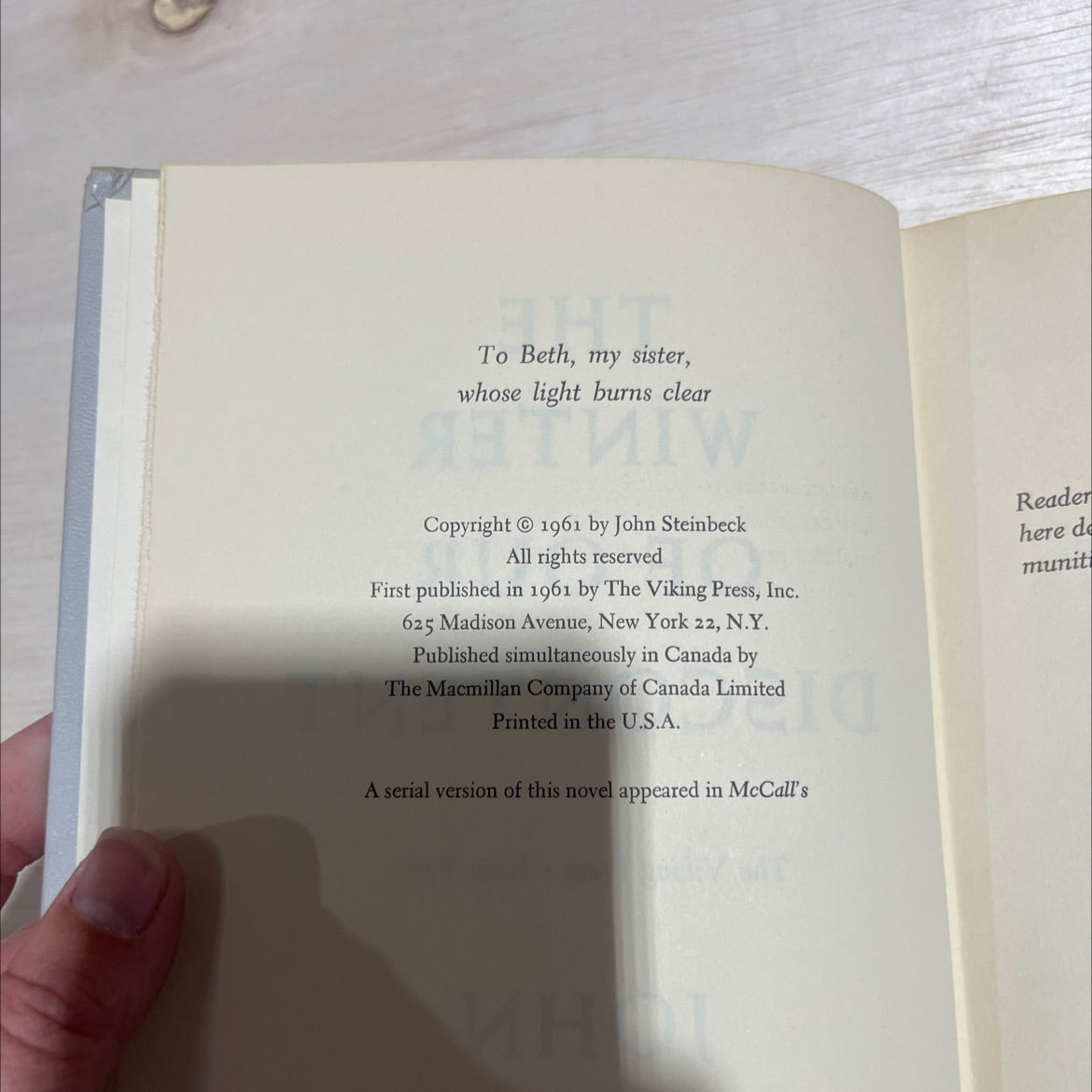 the winter of our discontent book, by john steinbeck, 1961 Hardcover image 3