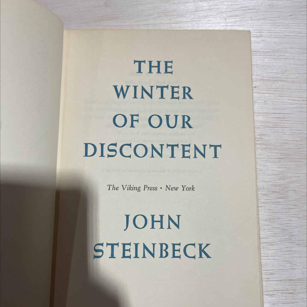 the winter of our discontent book, by john steinbeck, 1961 Hardcover image 2