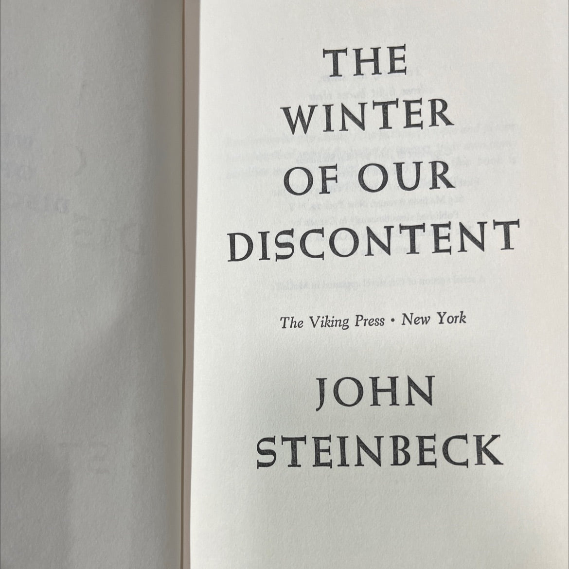 the winter of our discontent book, by john steinbeck, 1961 Hardcover image 2