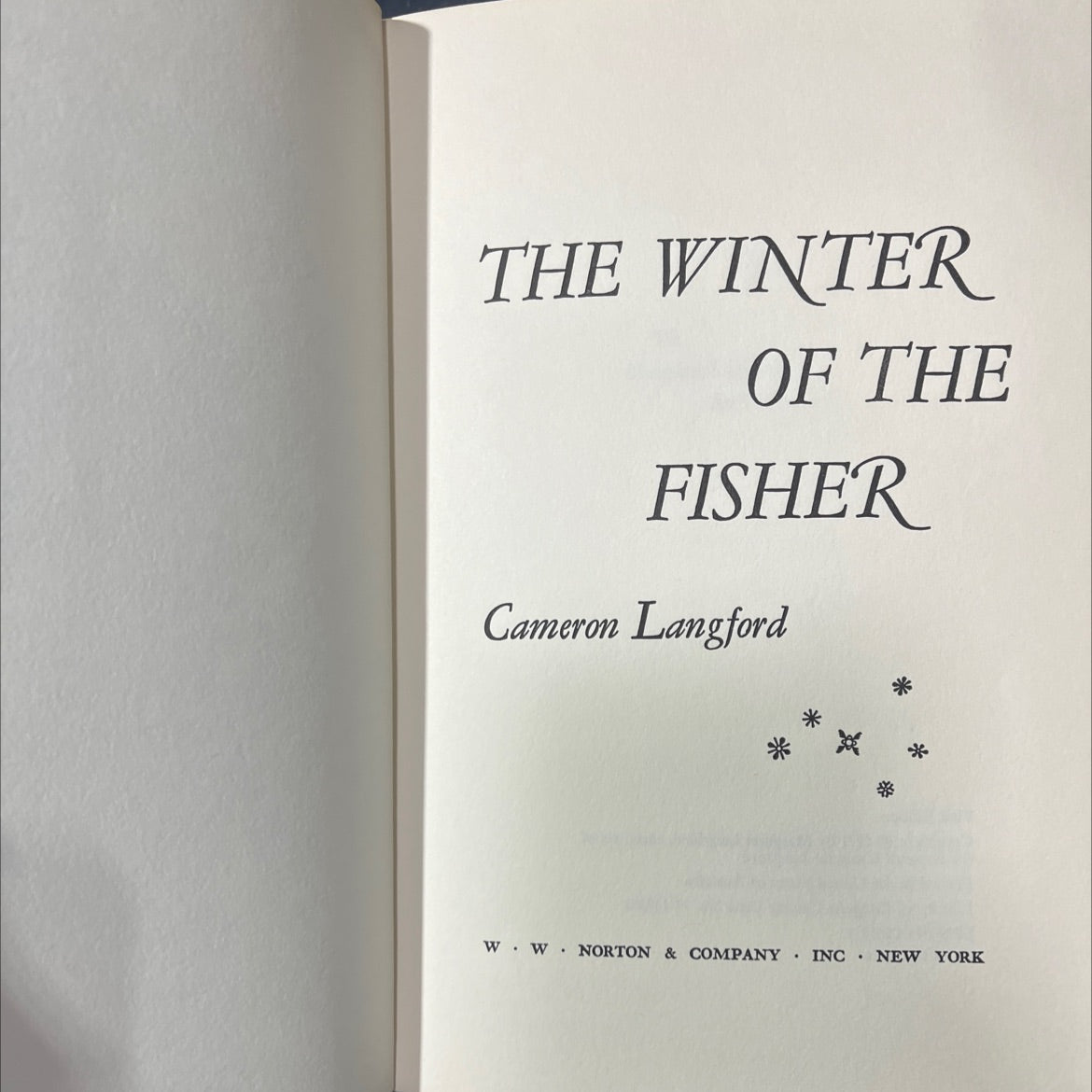 the winter of the fisher book, by Cameron Langford, 1971 Hardcover image 2