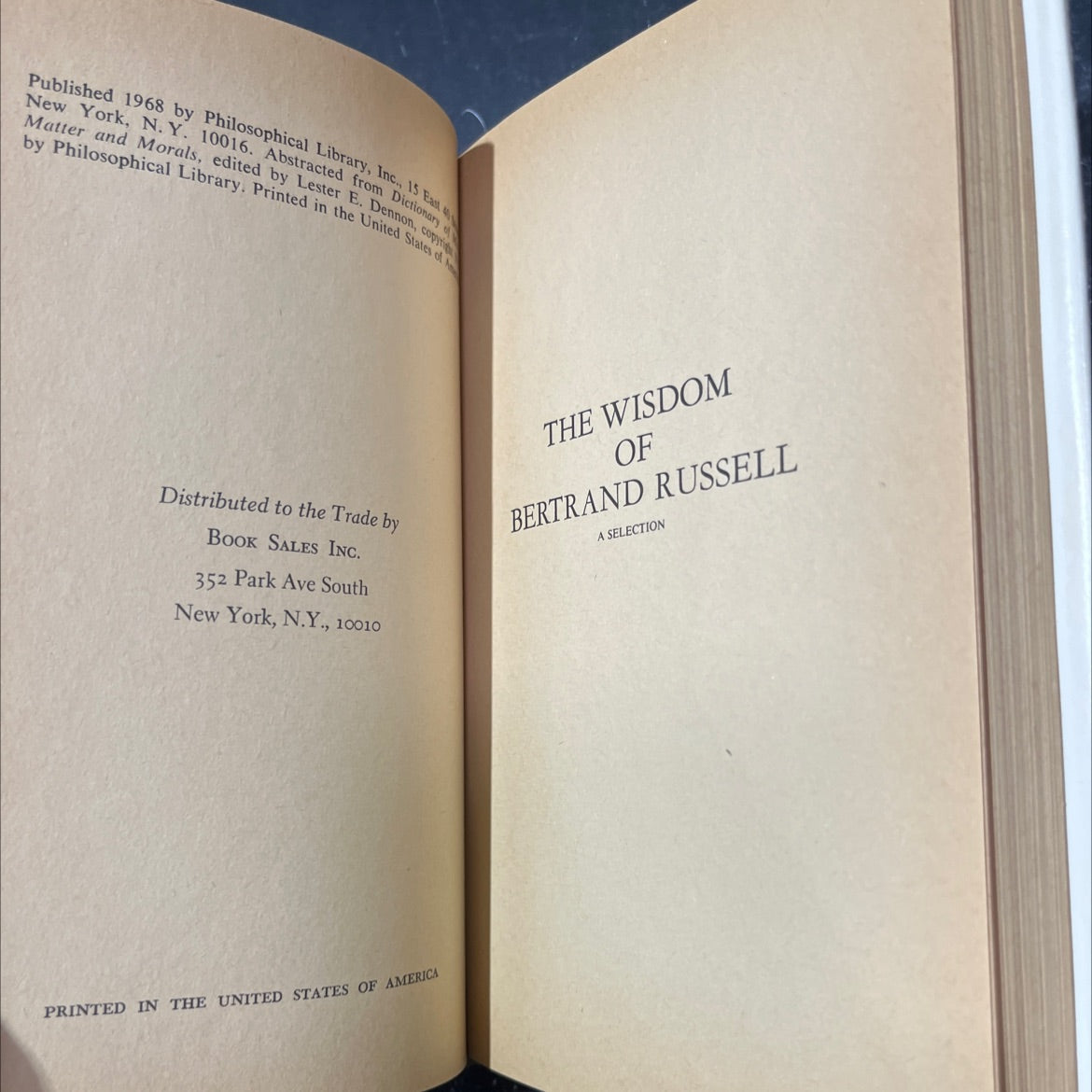 the wisdom of bertrand russell a selection book, by unknown, 1968 Hardcover image 3