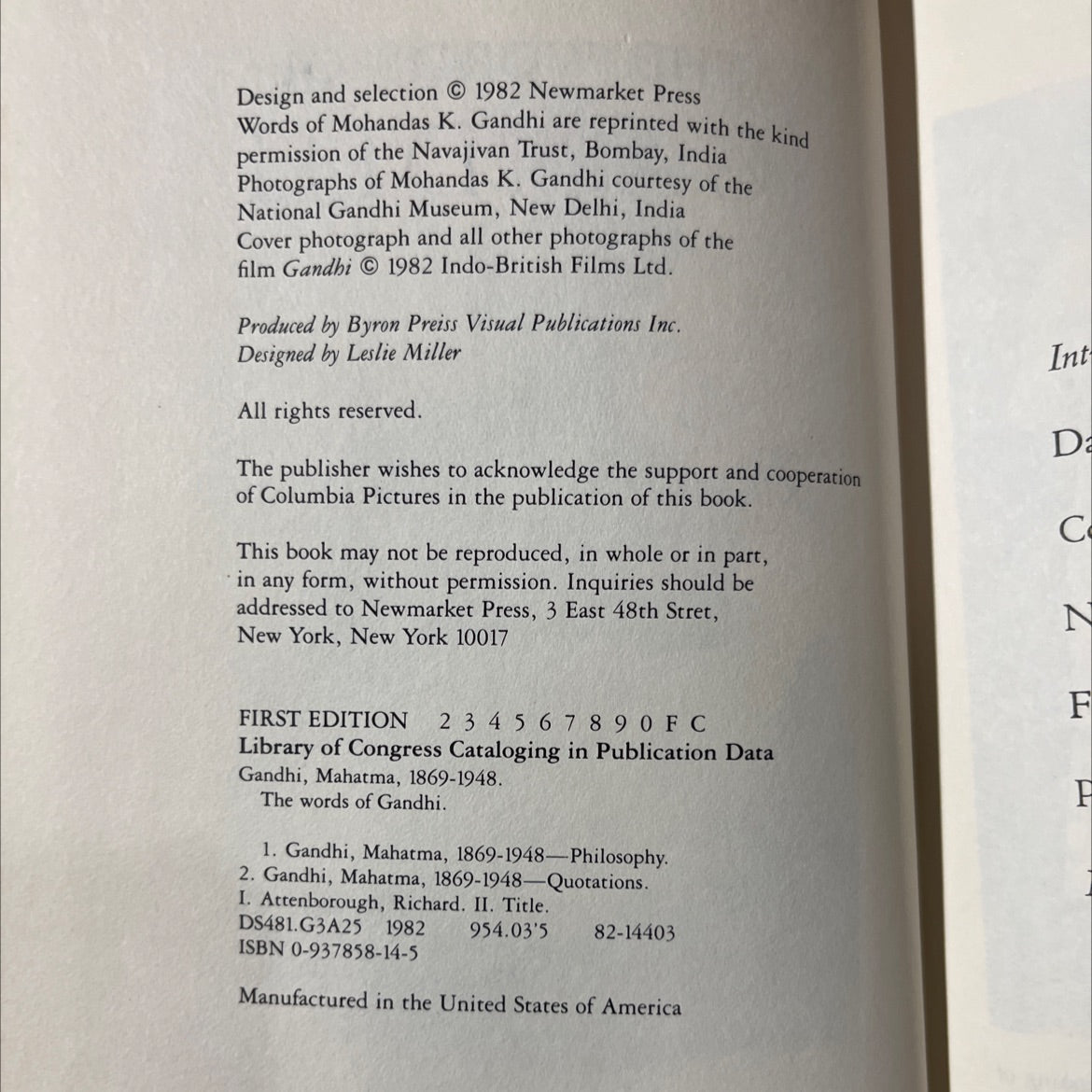 the words of gandhi book, by richard attenborough, 1982 Hardcover image 3