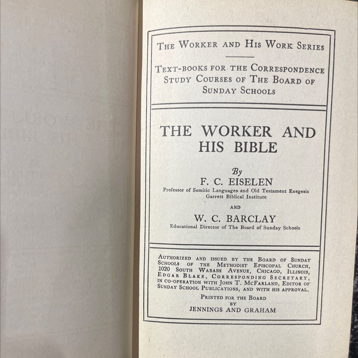 the worker and his bible book, by f. c. eiselen, w. c. barclay, 1913 Hardcover image 2