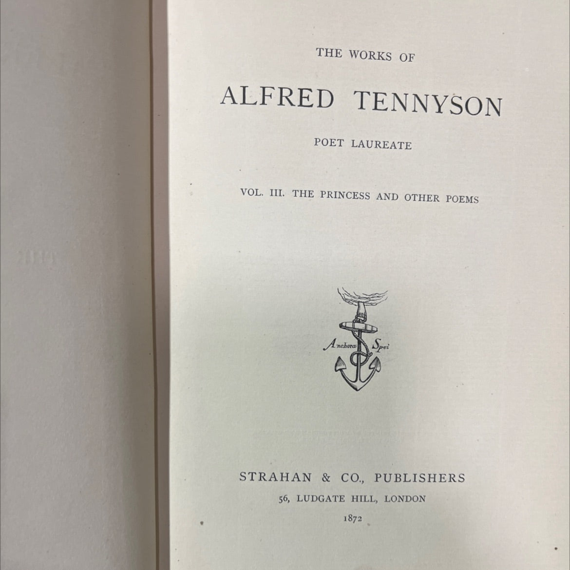 the works of alfred tennyson vol. iii. the princess and other poems book, by alfred tennyson, 1872 Hardcover image 2