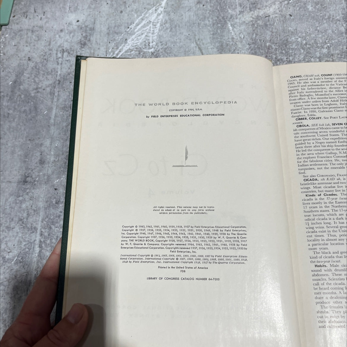 the world book encyclopedia ci to cz volume 4 book, by field enterprises educational corporation, 1964 Hardcover image 3