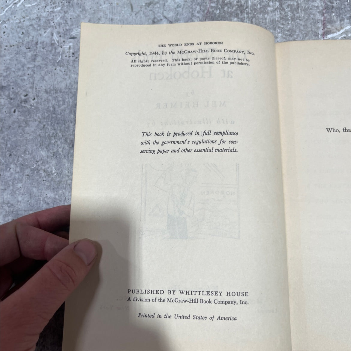 the world ends at hoboken book, by mel heimer, 1944 Hardcover image 3