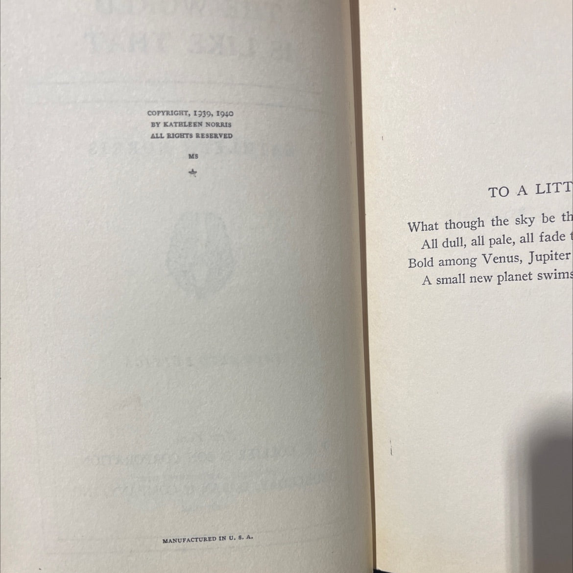 the world is like that book, by kathleen norris, 1940 Hardcover image 3