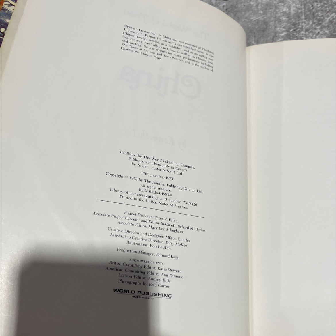 the world of food china book, by kenneth lo, 1973 Hardcover image 3