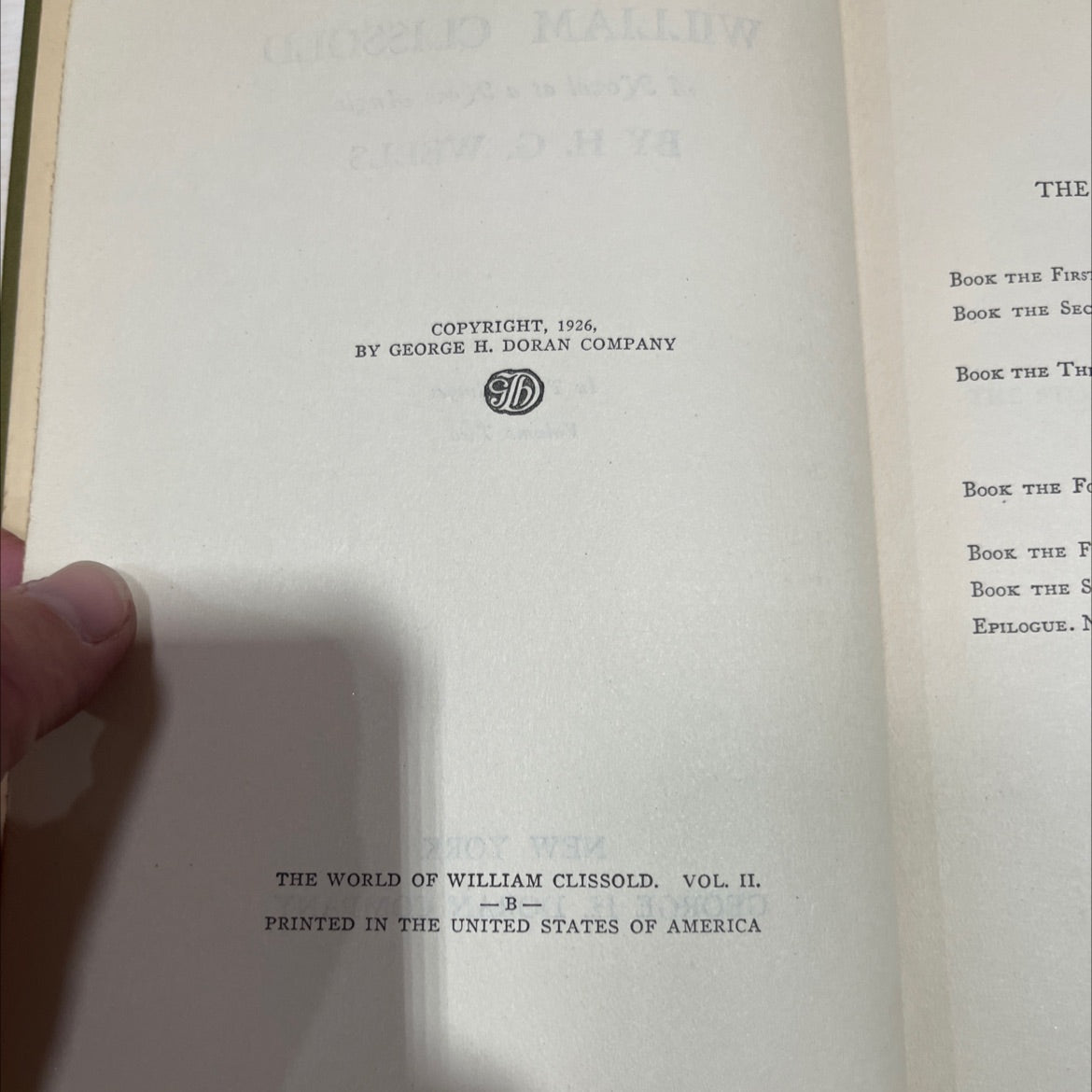 the world of william clissold vol. ii book, by h. g. wells, 1926 Hardcover image 3