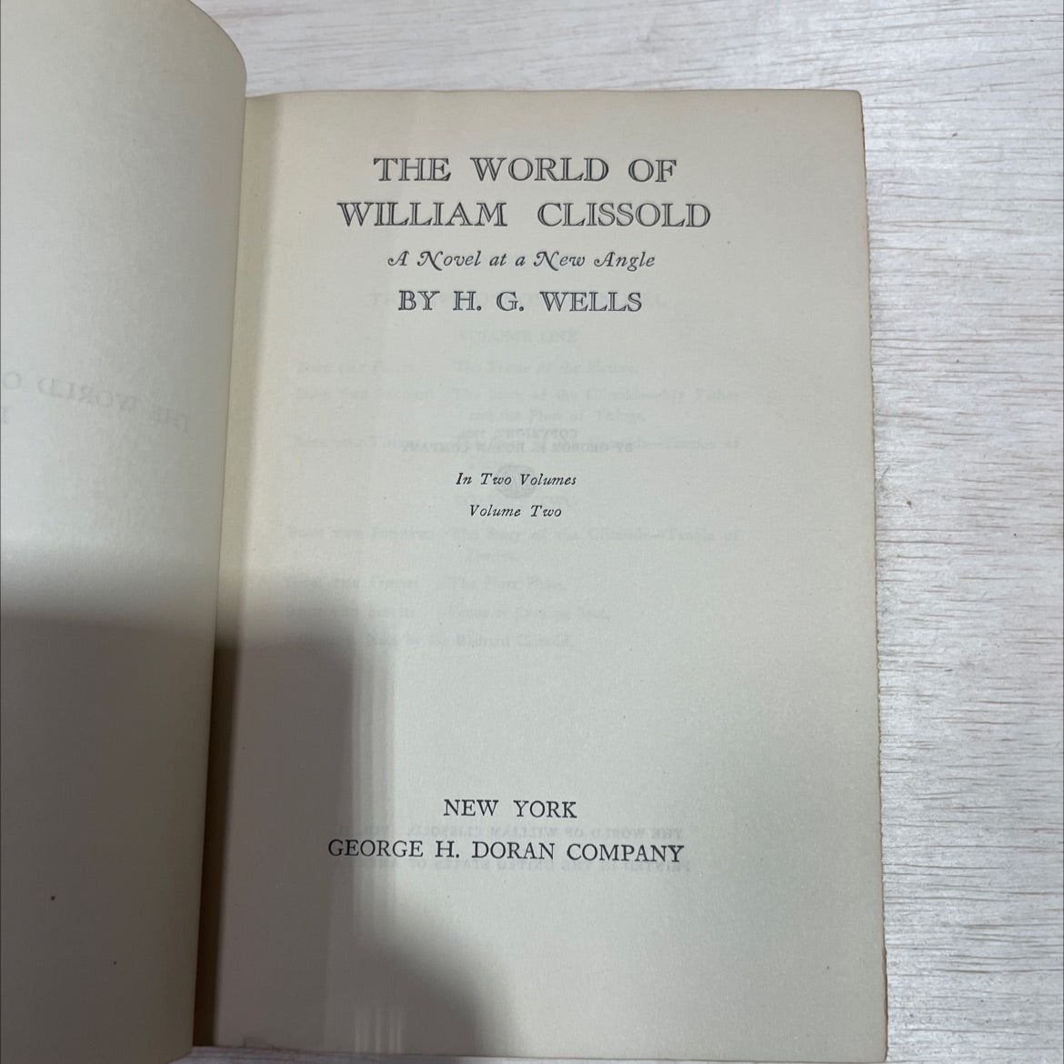 the world of william clissold vol. ii book, by h. g. wells, 1926 Hardcover image 2