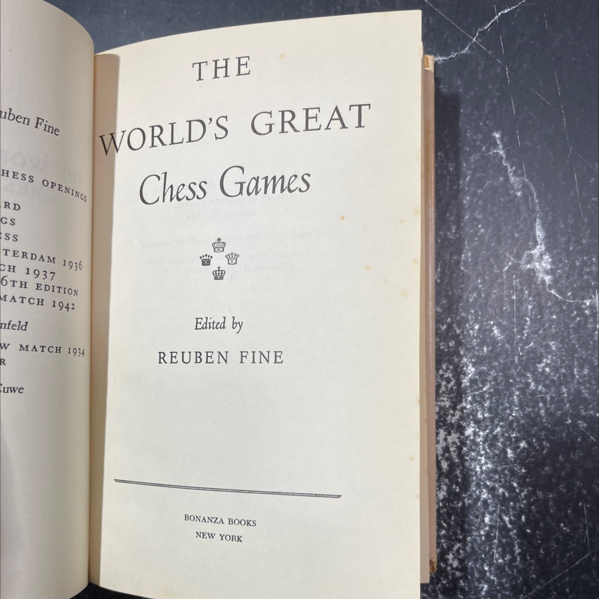 the world's great chess games book, by reuben fine, 1942 Hardcover image 2