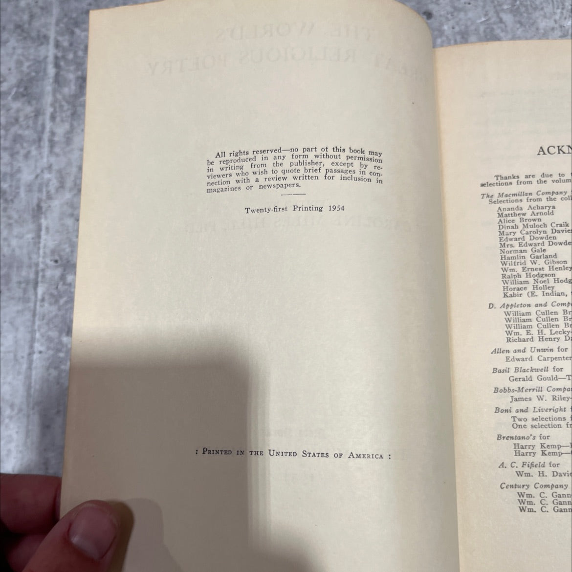 the world's great religious poetry book, by caroline miles hill, 1954 Hardcover image 3