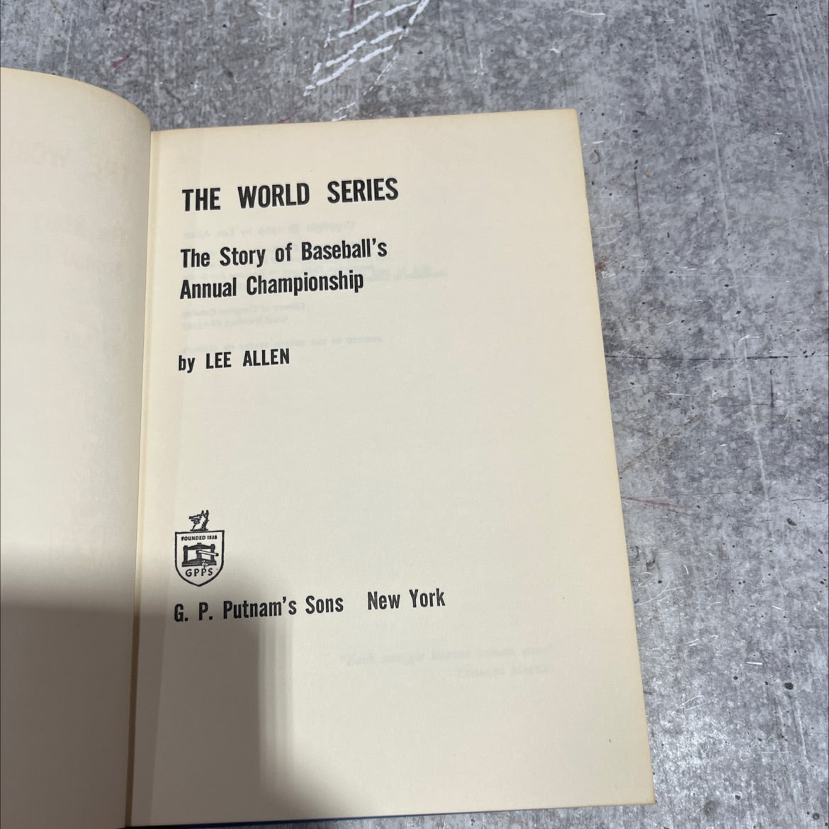 the world series the story of baseball's annual championship book, by lee allen, 1969 Hardcover image 2
