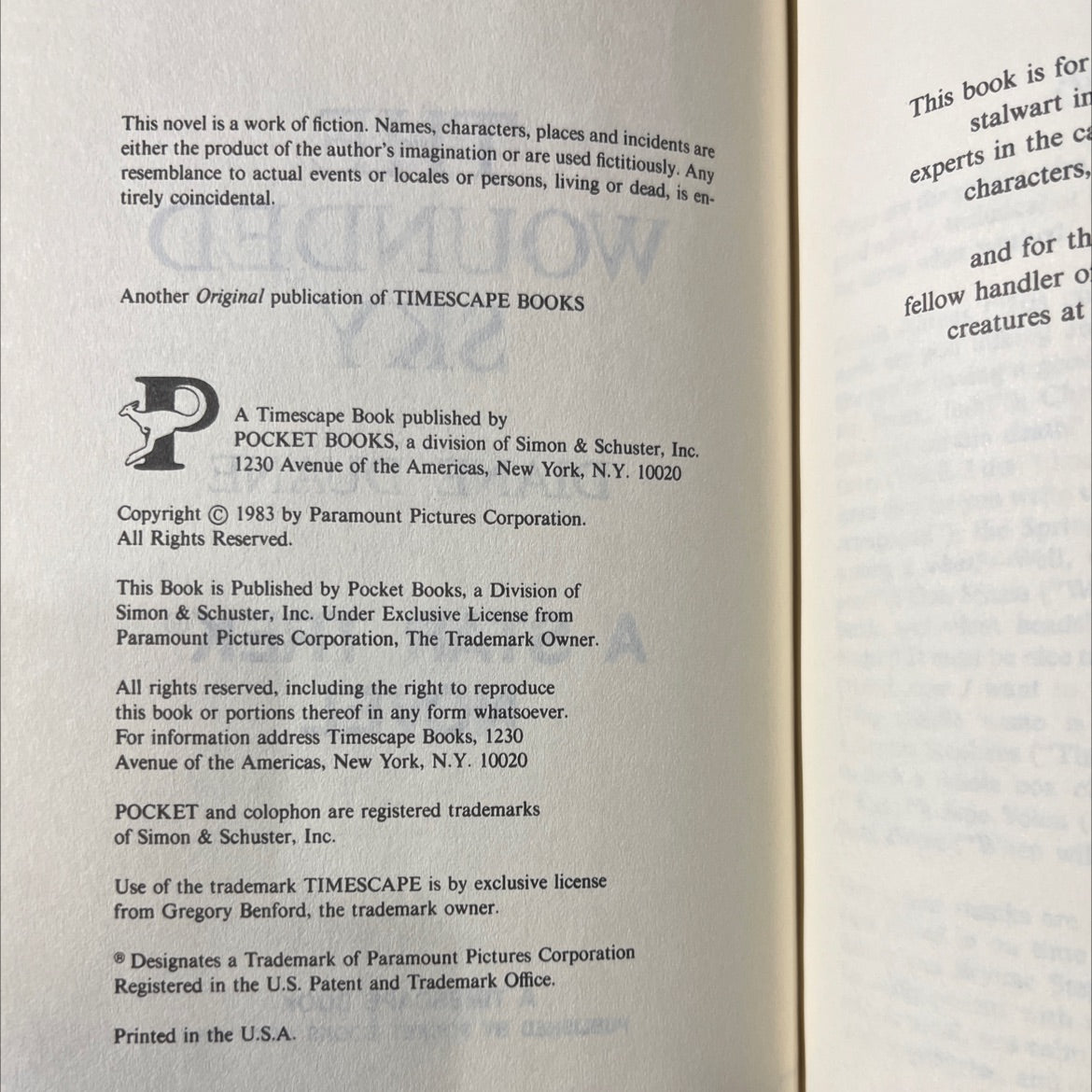 the wounded sky book, by diane duane, 1983 Hardcover image 3