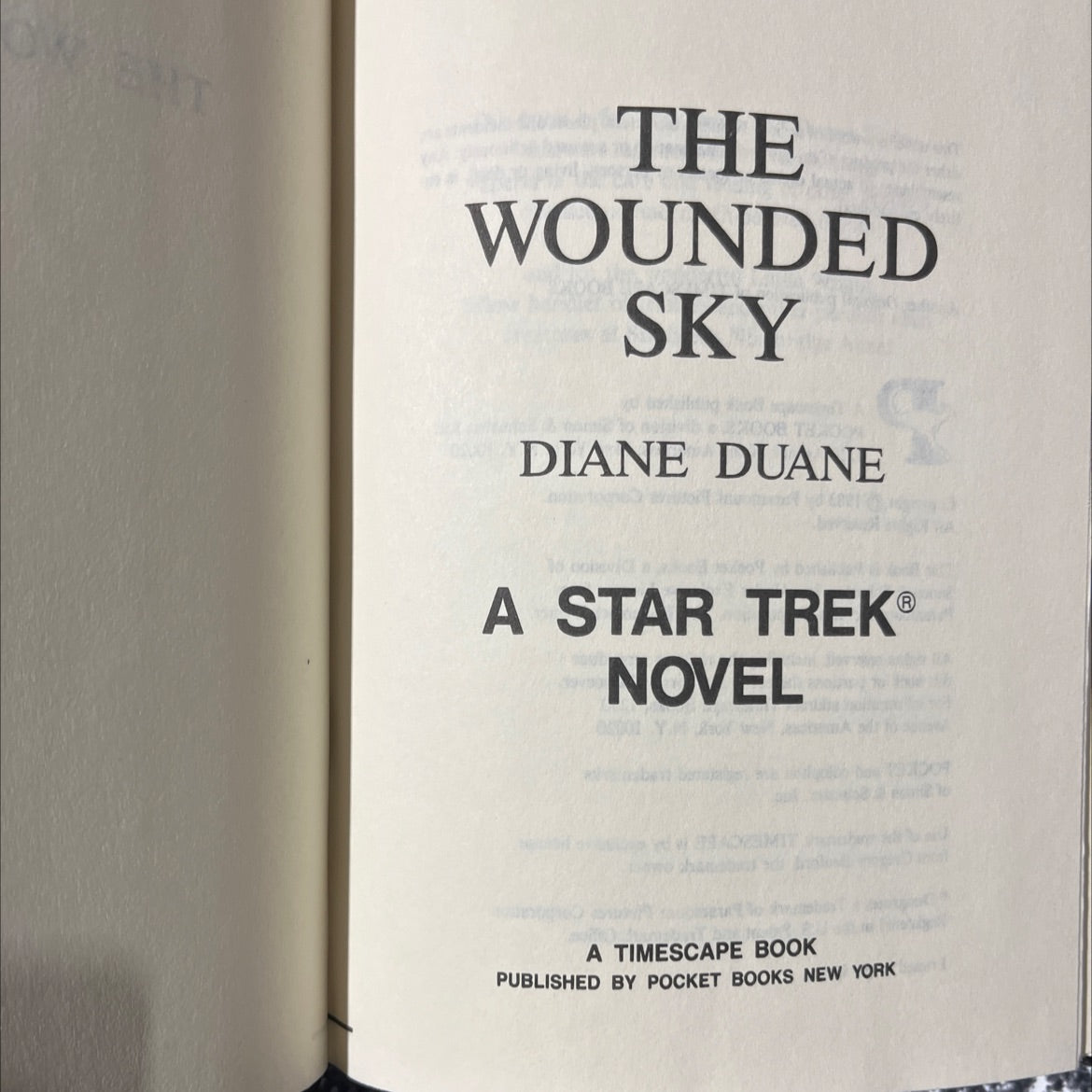 the wounded sky book, by diane duane, 1983 Hardcover image 2