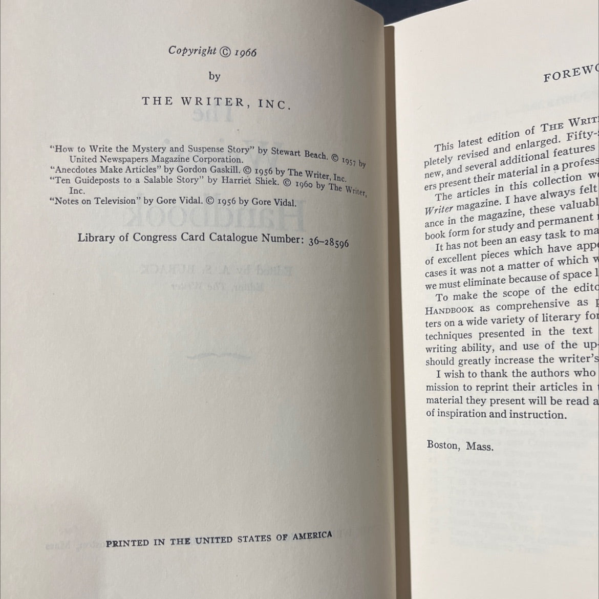 the writer's handbook book, by a. s. burack, 1966 Hardcover image 3