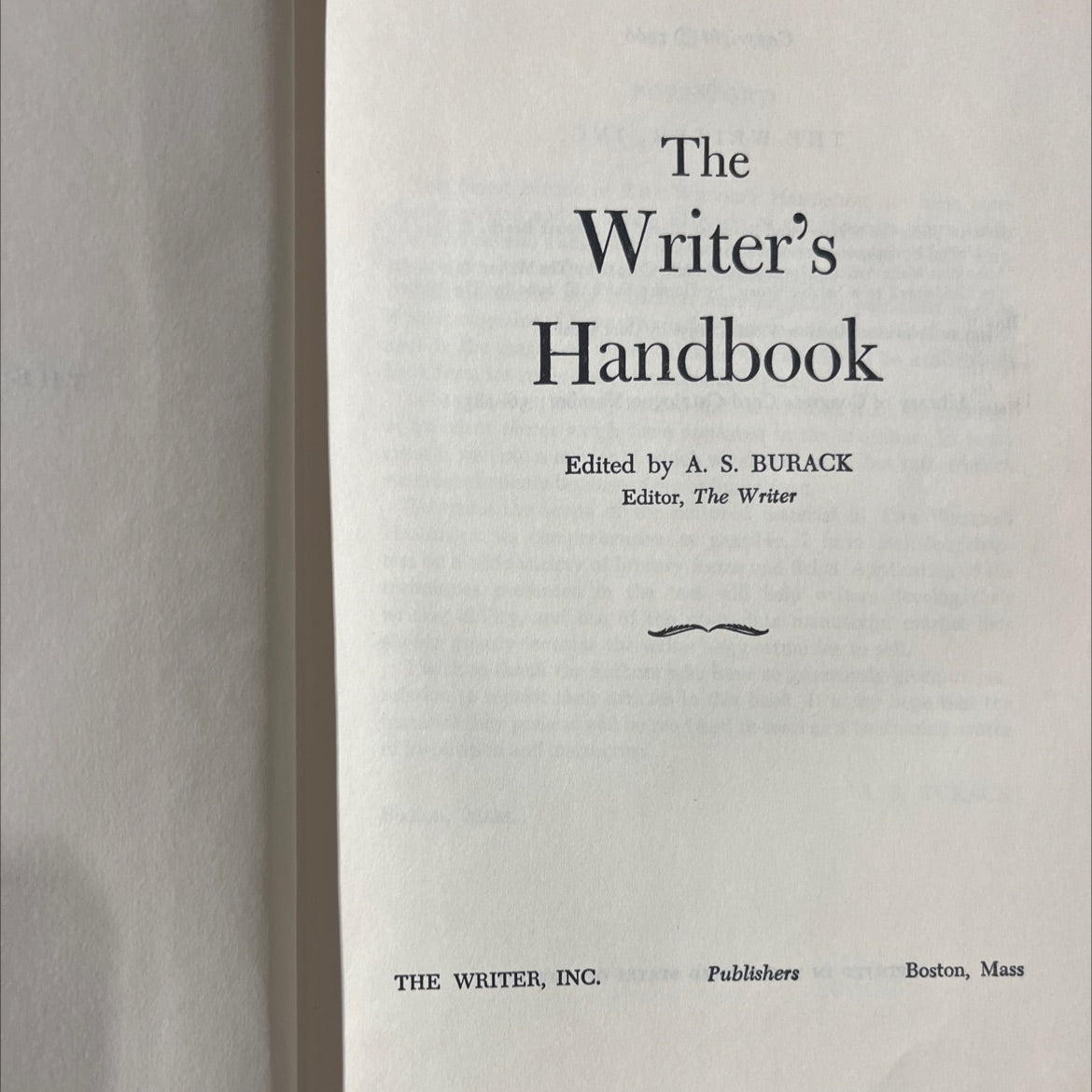 the writer's handbook book, by a. s. burack, 1966 Hardcover image 2