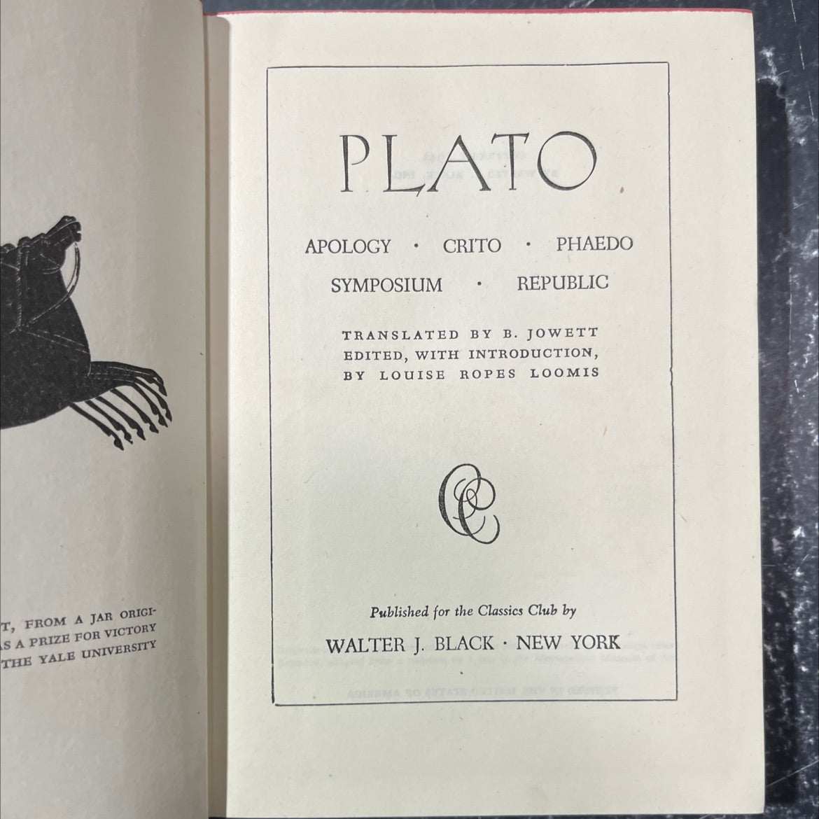 the yale university plato apology symposium crito phaedo republic book, by plato, 1942 Hardcover image 2