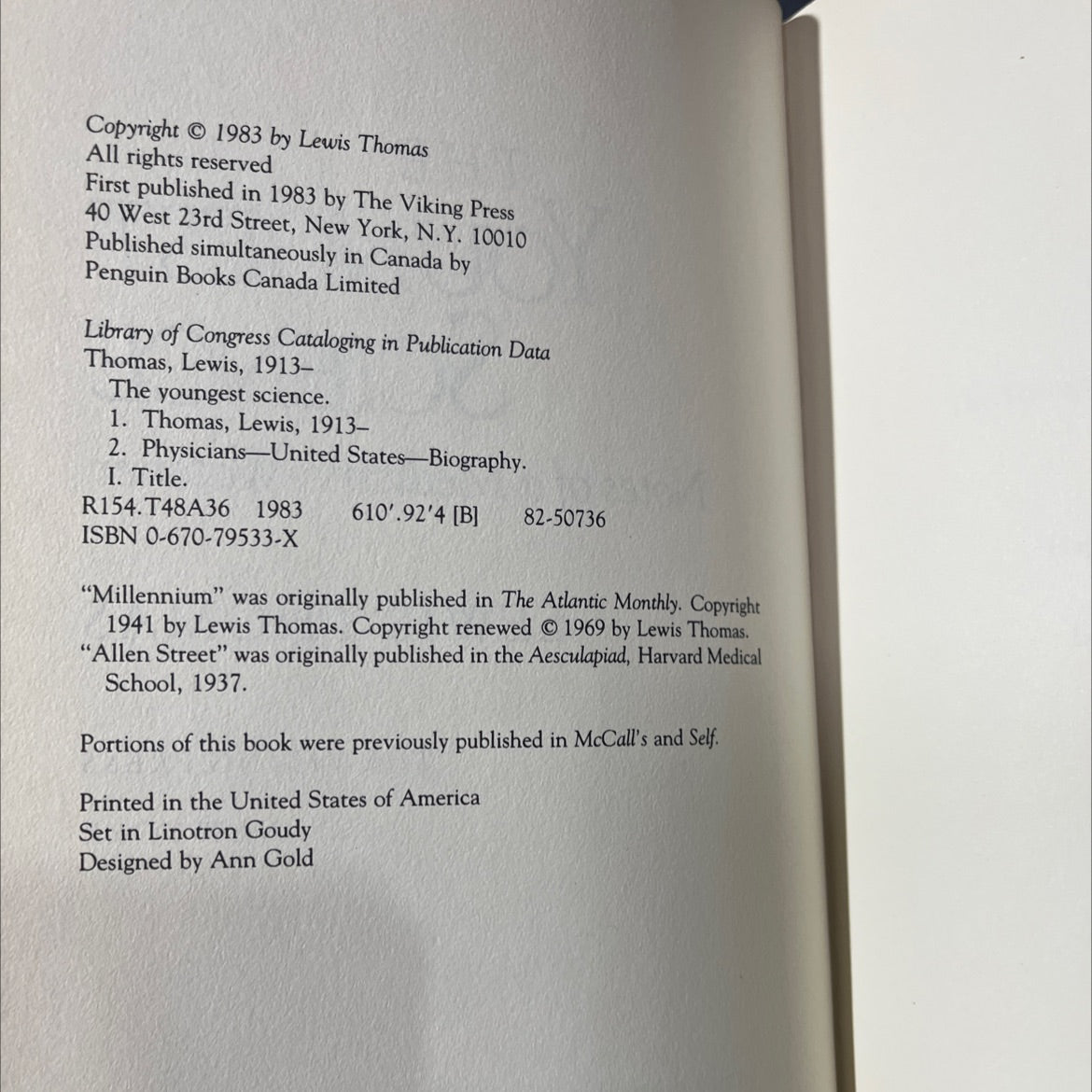 the youngest science book, by lewis thomas, 1983 Hardcover image 3