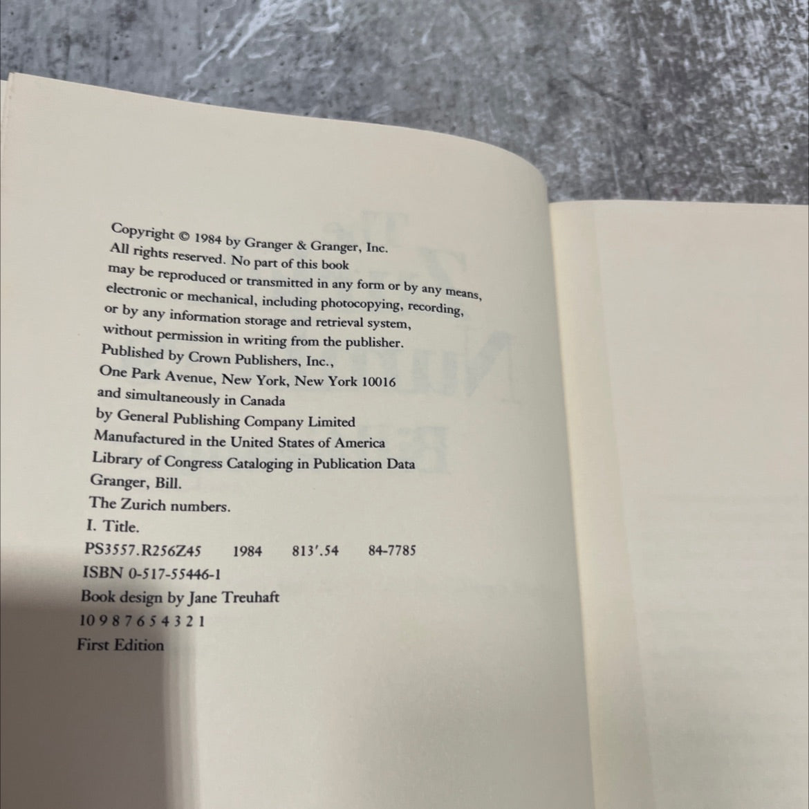 the zurich numbers book, by bill granger, 1984 Hardcover image 3
