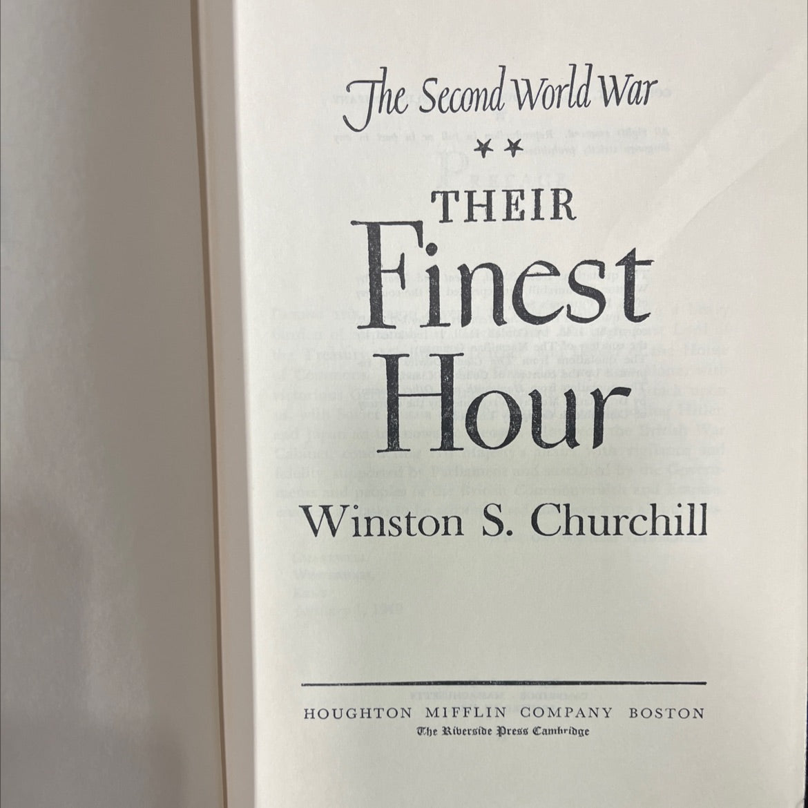 their finest hour book, by Winston S. Churchill, 1949 Hardcover image 2