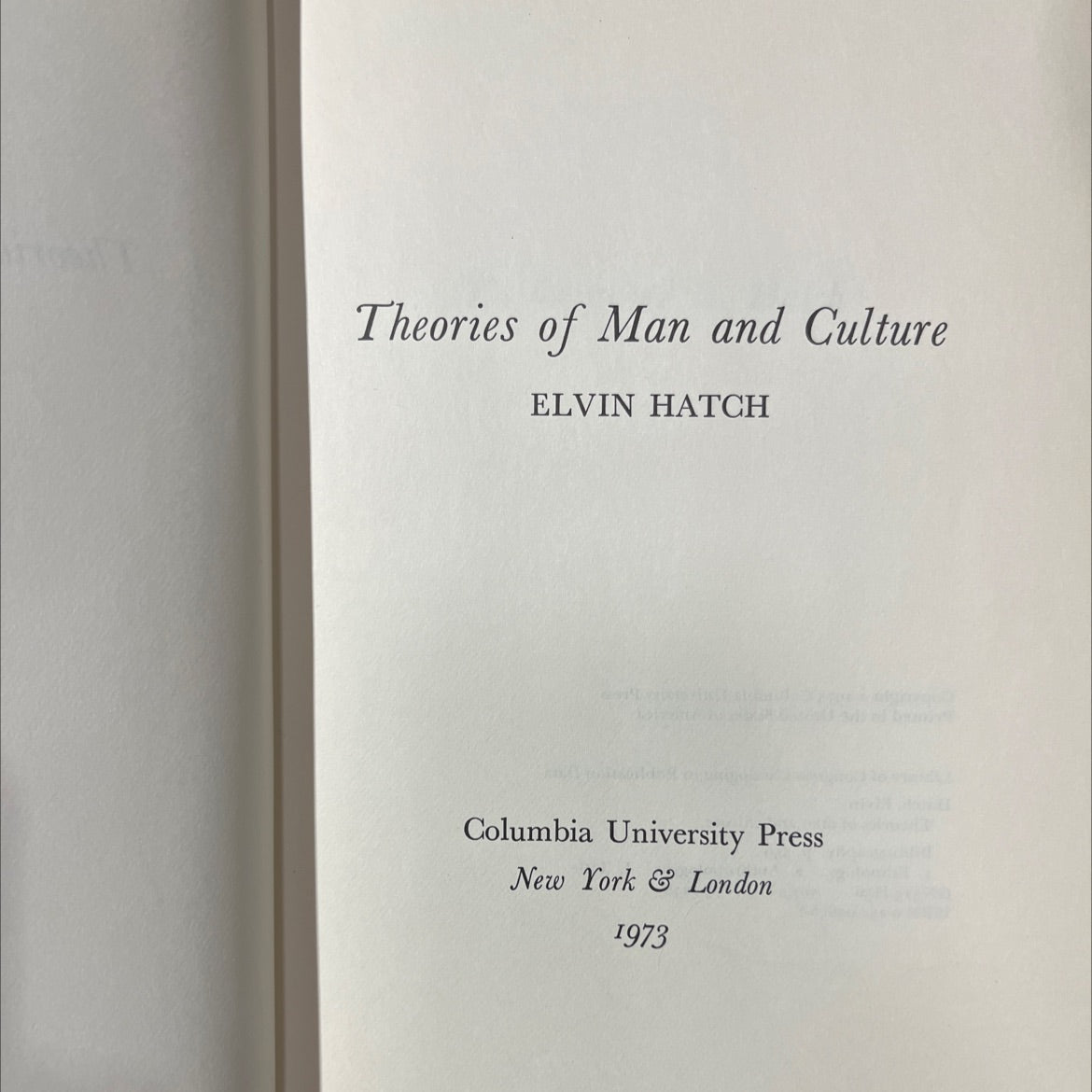 theories of man and culture book, by Elvin Hatch, 1973 Hardcover image 2