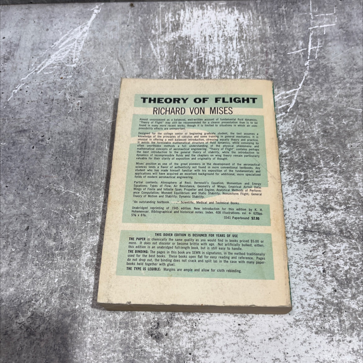 theory of flight book, by richard von mises, 1959 Paperback image 4