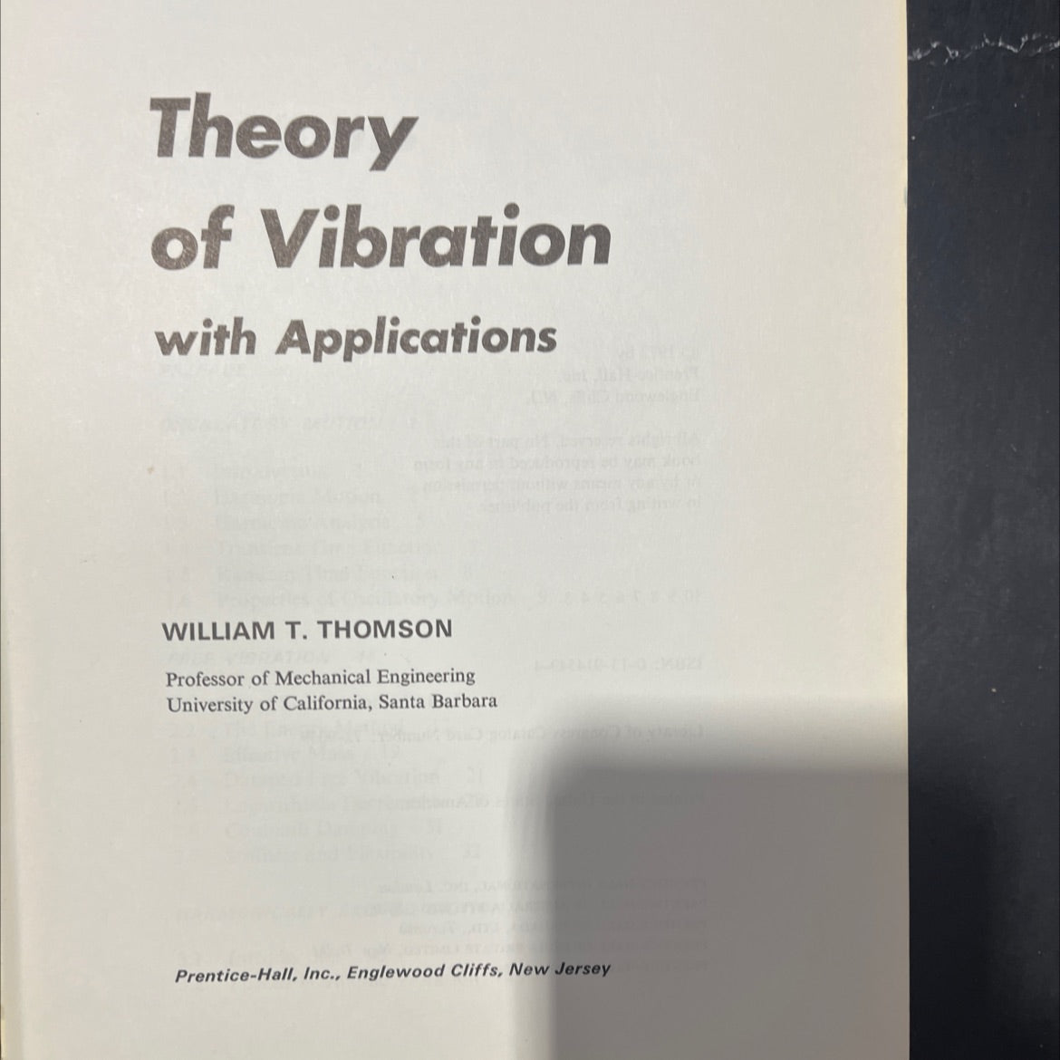 theory of vibration with applications book, by william t. thomson, 1972 Hardcover image 2