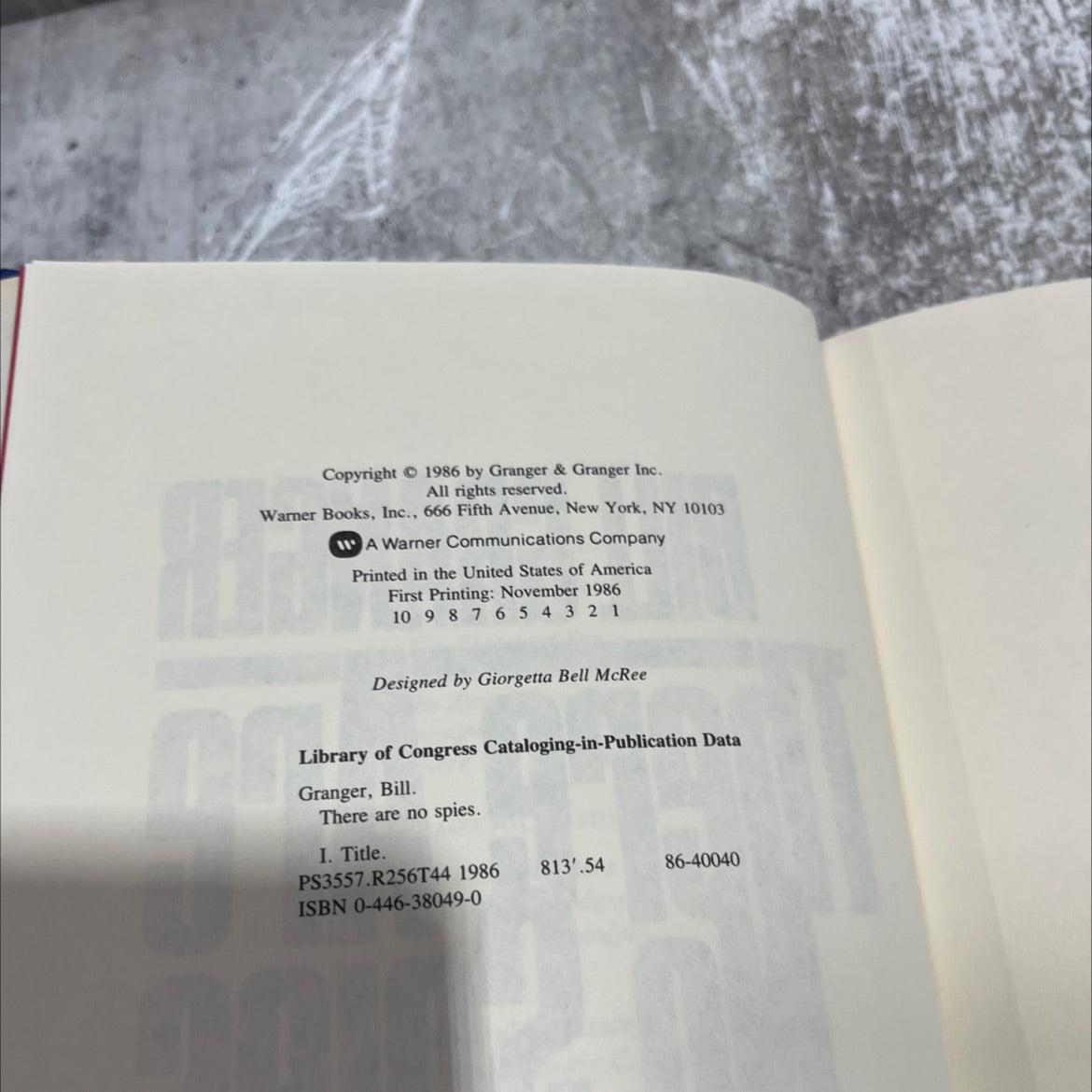 there are no spies book, by bill granger, 1986 Hardcover image 3
