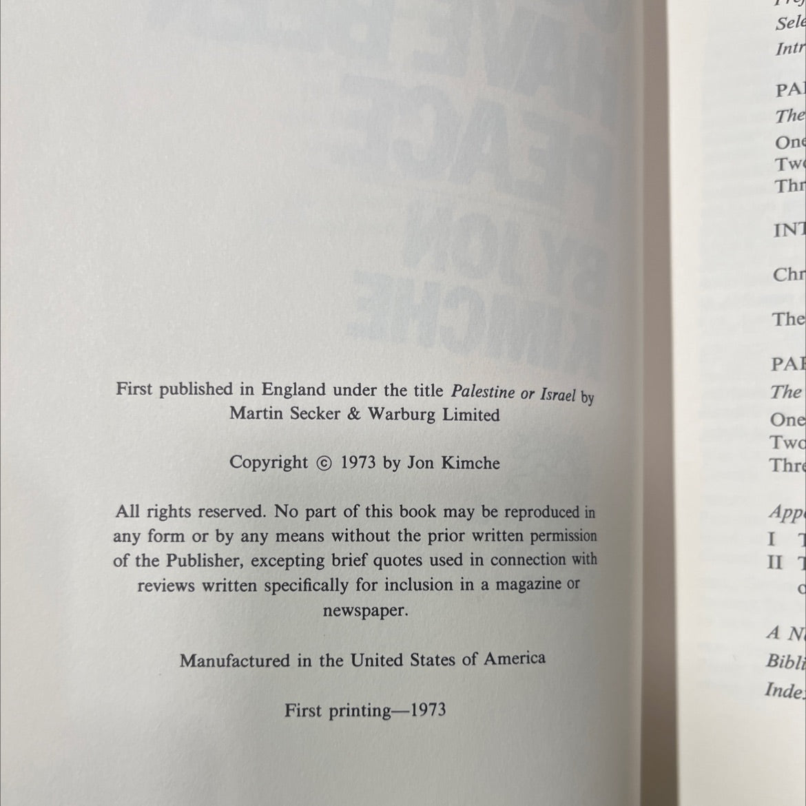 there could have been peace book, by jon kimche, 1973 Hardcover image 3