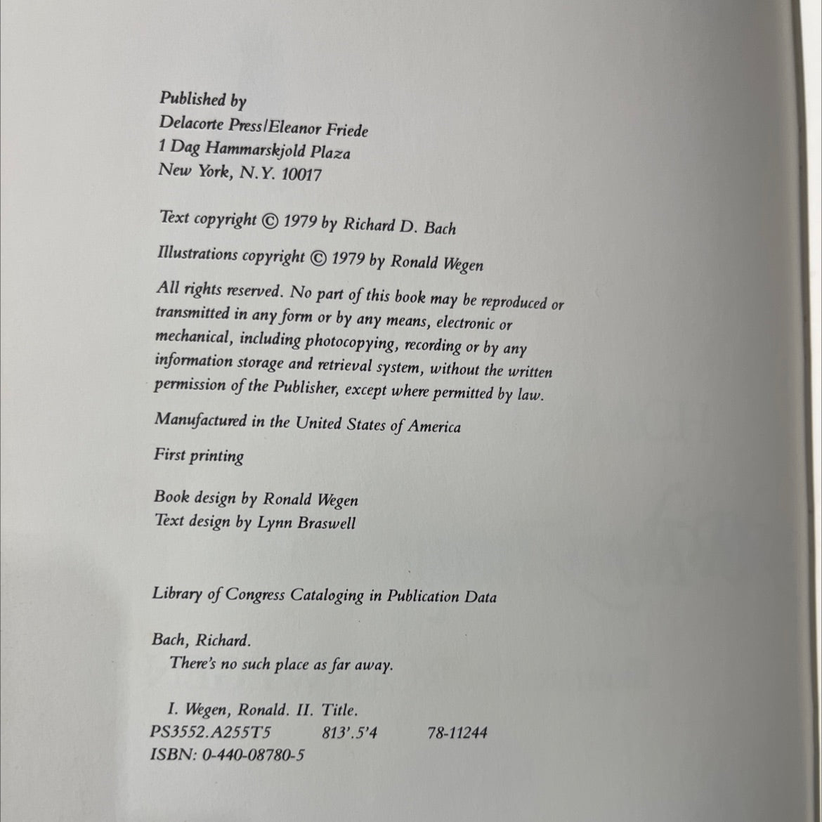 there's no such place as far away book, by Richard Bach, 1979 Hardcover image 3