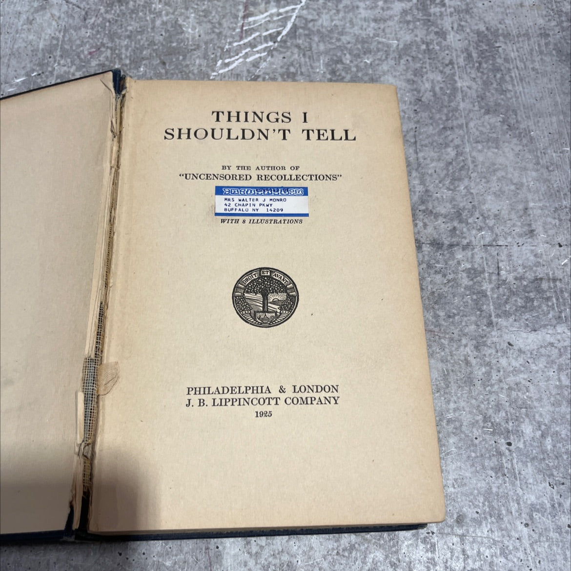 things i shouldn't tell book, by unknown, 1925 Hardcover image 2