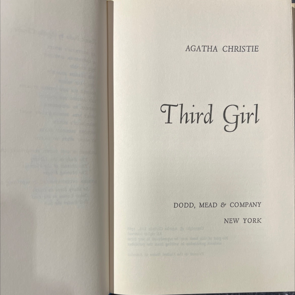 third girl book, by agatha christie, 1966 Hardcover image 2