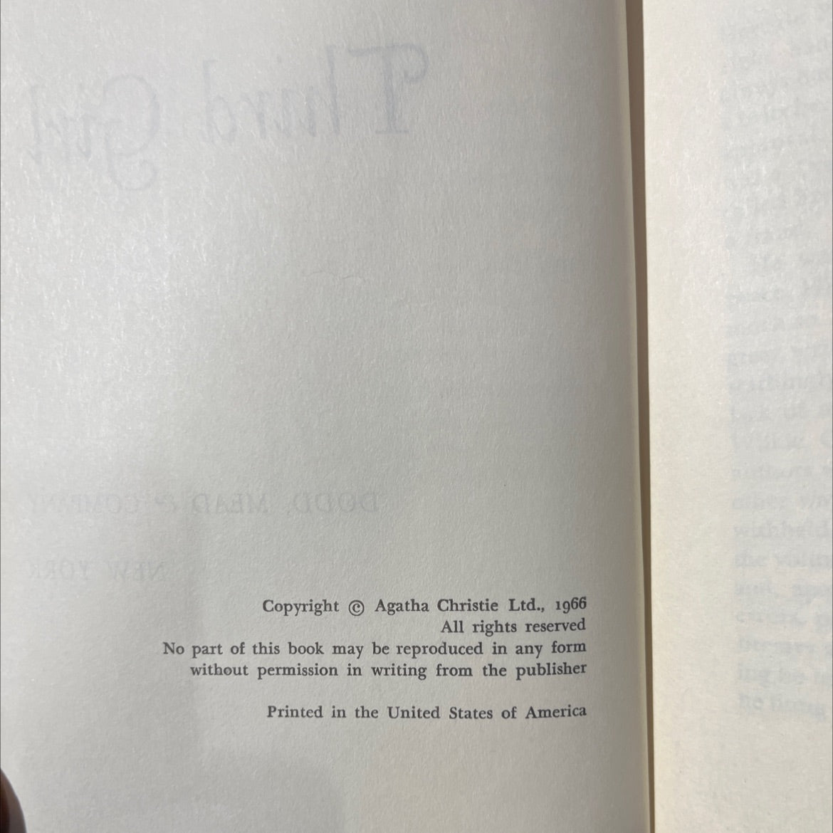 third girl book, by agatha christie, 1966 Hardcover image 3