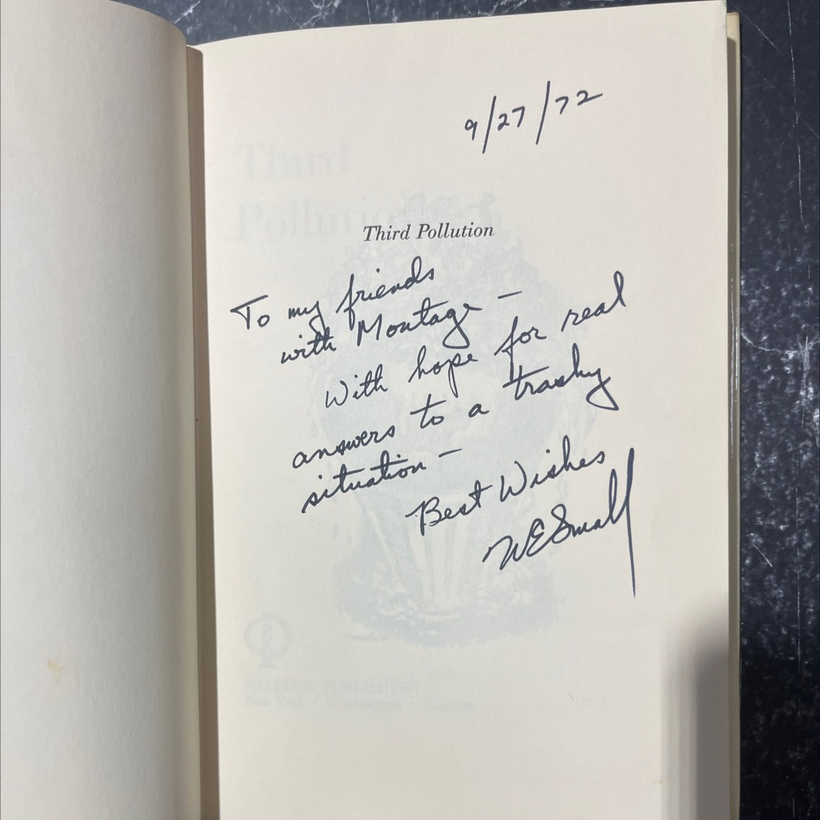 SIGNED third pollution the national problem of solid waste disposal book, by william e. small, 1971 Hardcover, Vintage image 4