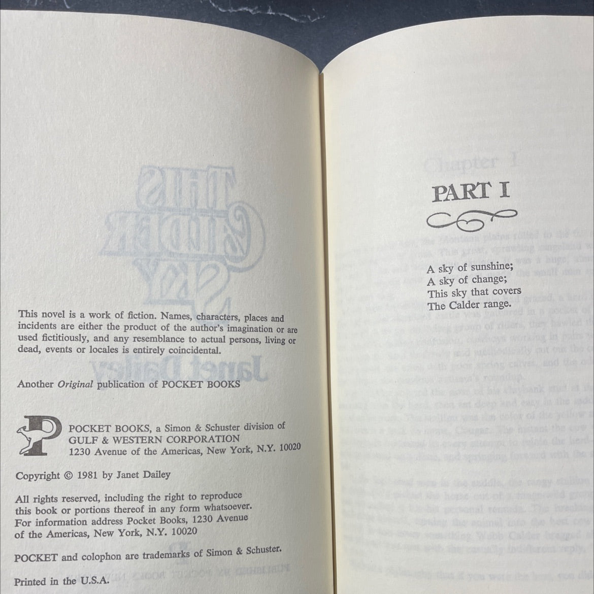 this calder sky book, by janet dailey, 2001 Hardcover image 3