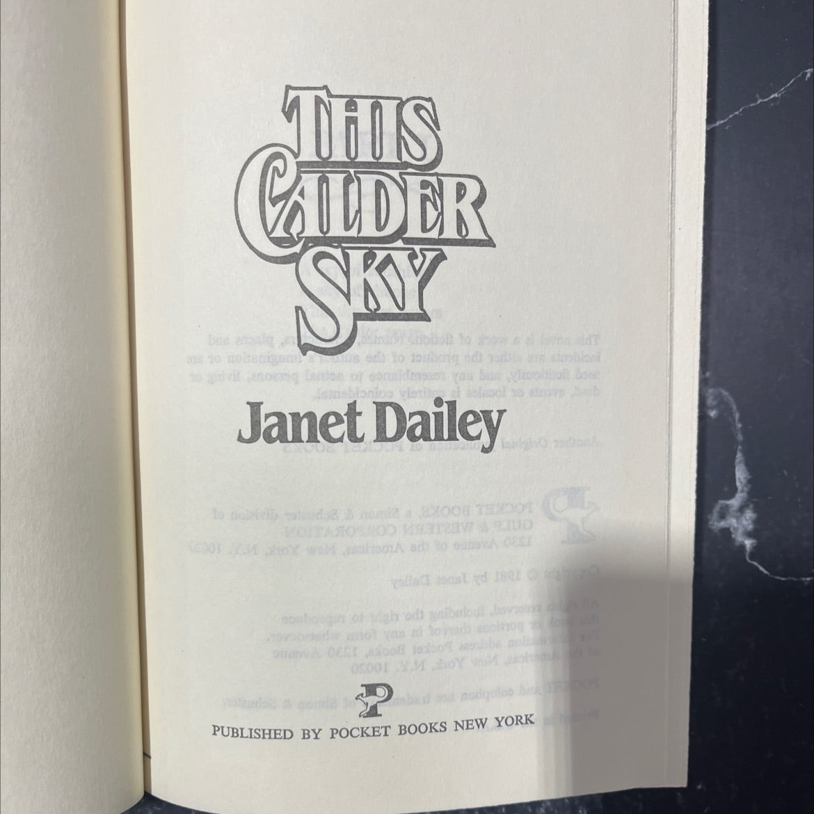 this calder sky book, by janet dailey, 2001 Hardcover image 2