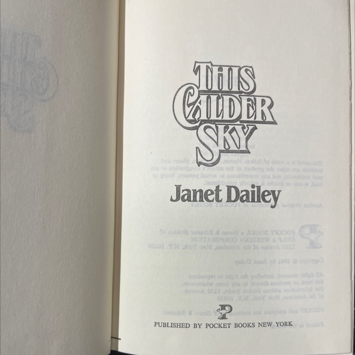 this calder sky book, by janet dailey, 2008 Hardcover image 2