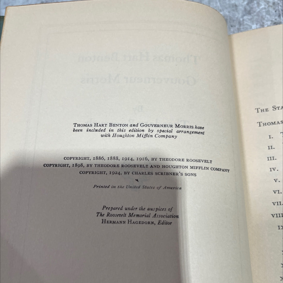 thomas hart benton and gouverneur morris book, by theodore roosevelt, 1926 Hardcover image 3