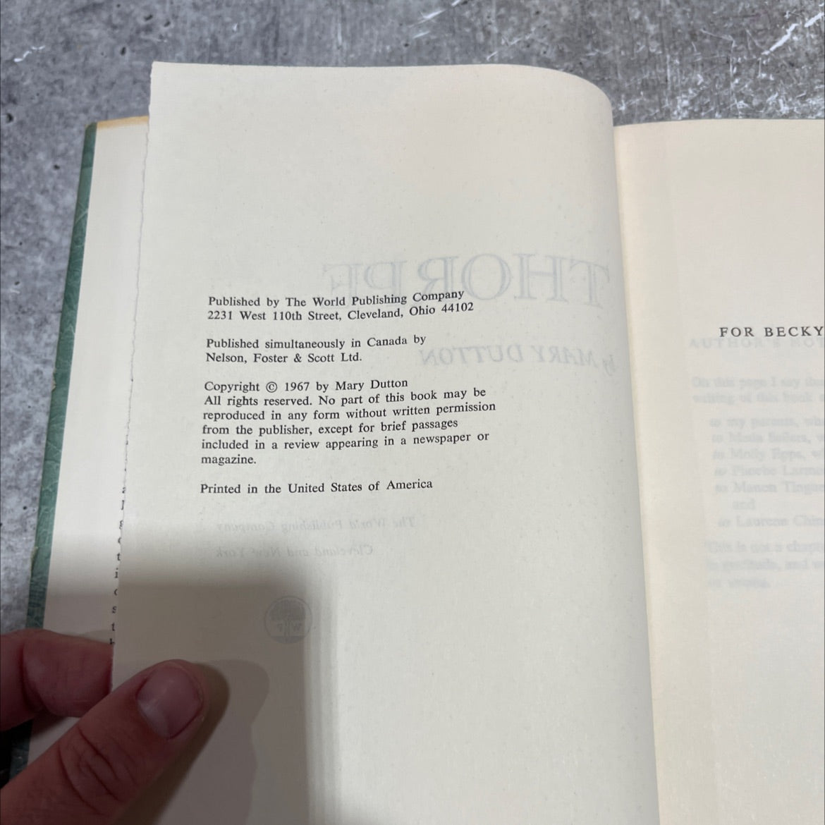 thorpe book, by mary dutton, 1967 Hardcover image 3