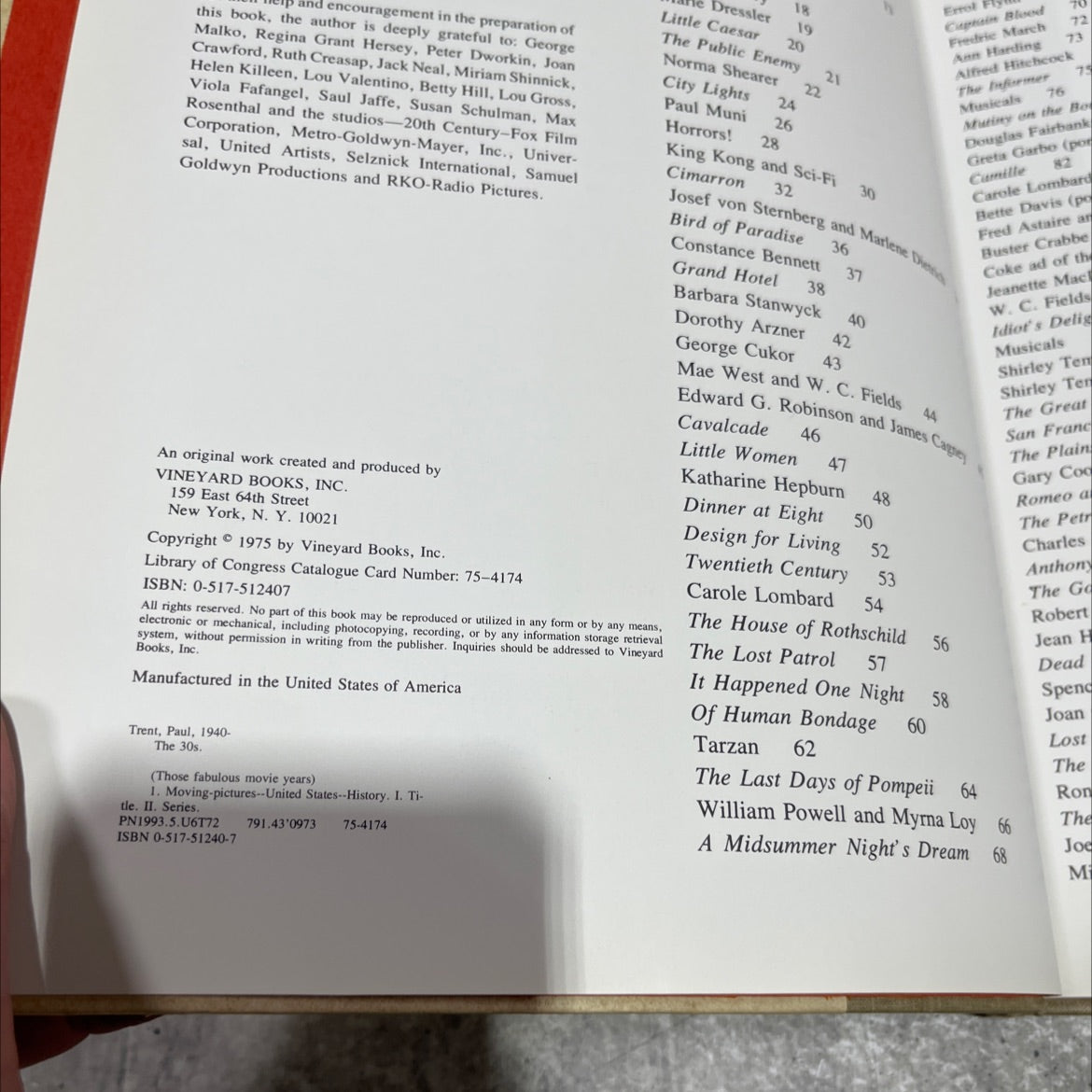 those fabulous movie years: the 30s book, by paul trent, 1975 Hardcover image 3