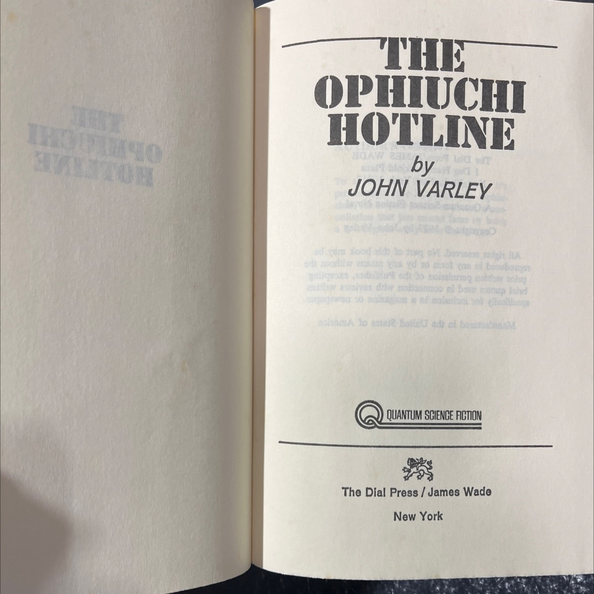 thouto halitoh the ophiuchi hotline book, by john varley, 1977 Hardcover image 2
