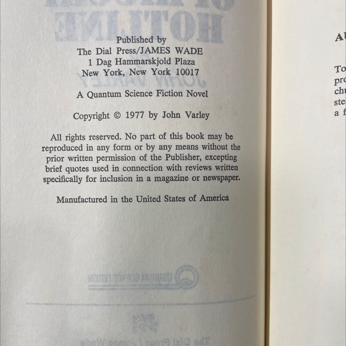 thouto halitoh the ophiuchi hotline book, by john varley, 1977 Hardcover image 3